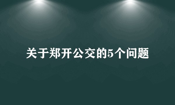 关于郑开公交的5个问题