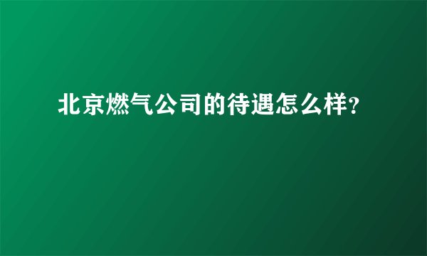 北京燃气公司的待遇怎么样？