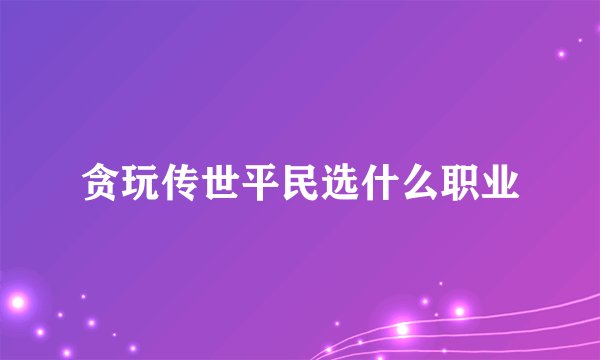 贪玩传世平民选什么职业