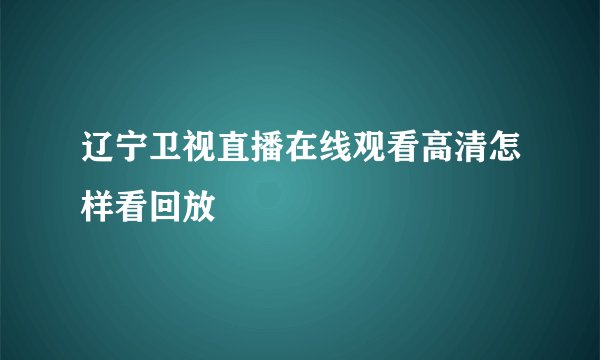 辽宁卫视直播在线观看高清怎样看回放