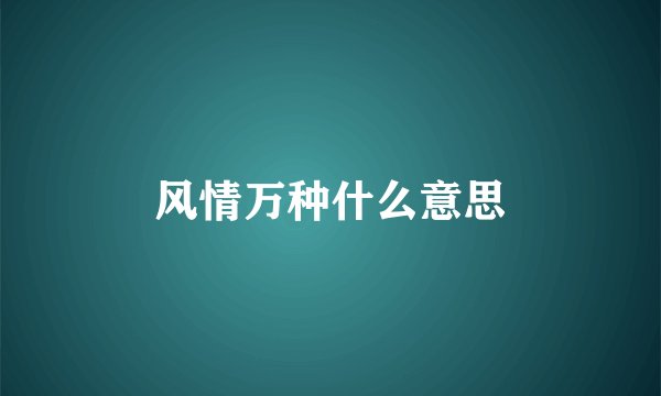 风情万种什么意思