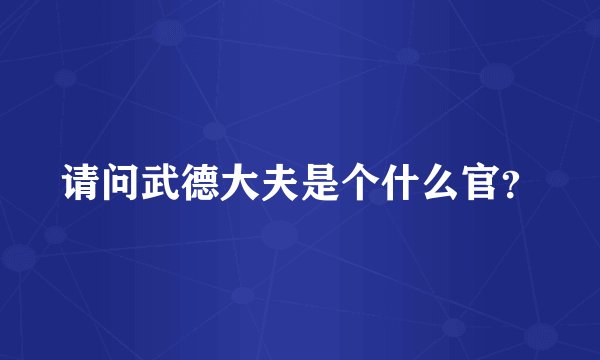 请问武德大夫是个什么官？