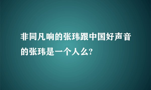 非同凡响的张玮跟中国好声音的张玮是一个人么?