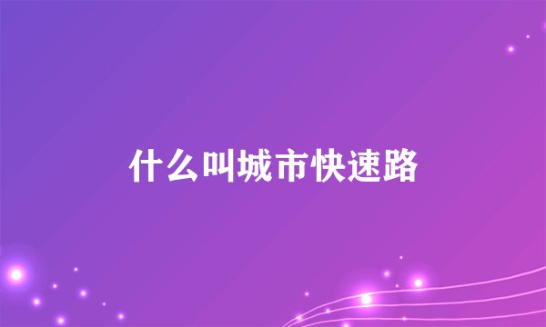 什么叫城市快速路