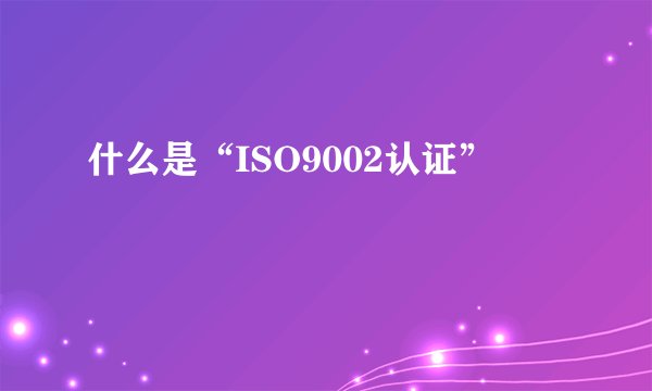 什么是“ISO9002认证”