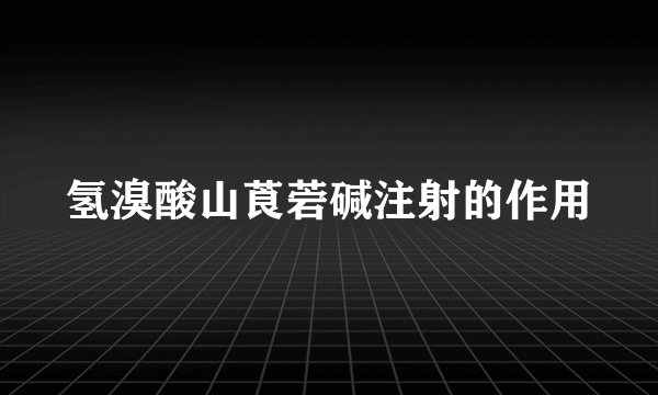 氢溴酸山莨菪碱注射的作用