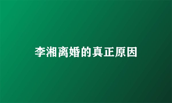 李湘离婚的真正原因