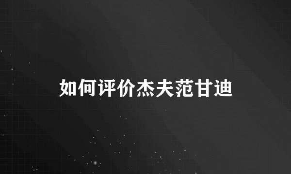 如何评价杰夫范甘迪