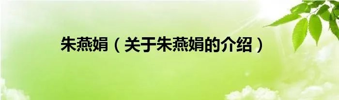 朱燕娟（关于朱燕娟的介绍）