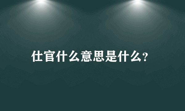 仕官什么意思是什么？