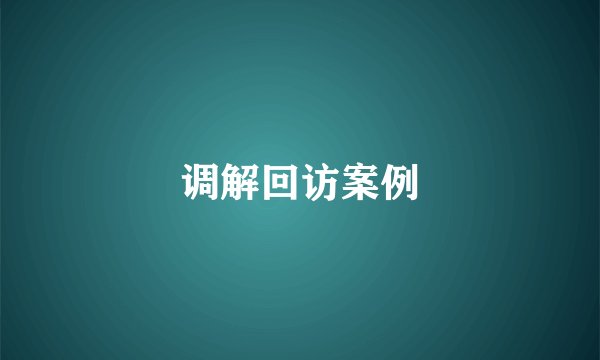 调解回访案例