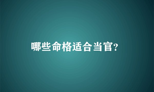 哪些命格适合当官？