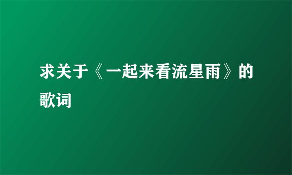 求关于《一起来看流星雨》的歌词