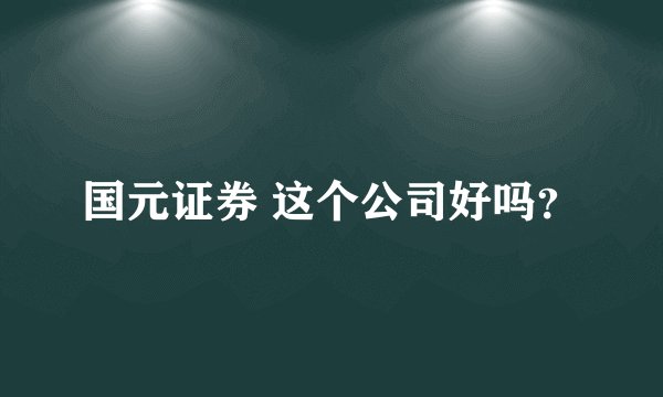 国元证券 这个公司好吗？