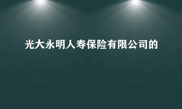 光大永明人寿保险有限公司的