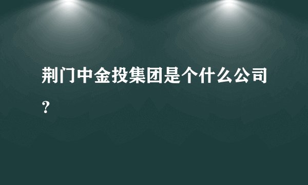 荆门中金投集团是个什么公司？