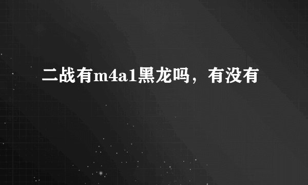二战有m4a1黑龙吗，有没有