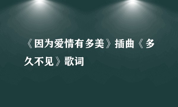 《因为爱情有多美》插曲《多久不见》歌词