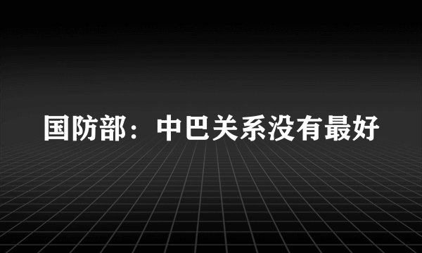 国防部：中巴关系没有最好