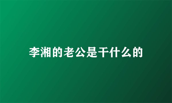 李湘的老公是干什么的