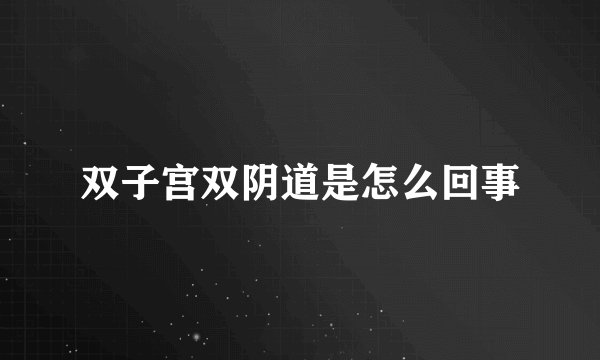 双子宫双阴道是怎么回事
