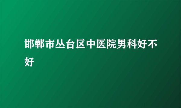 邯郸市丛台区中医院男科好不好