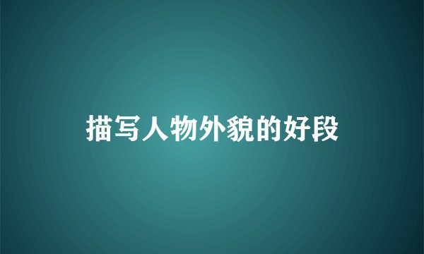 描写人物外貌的好段