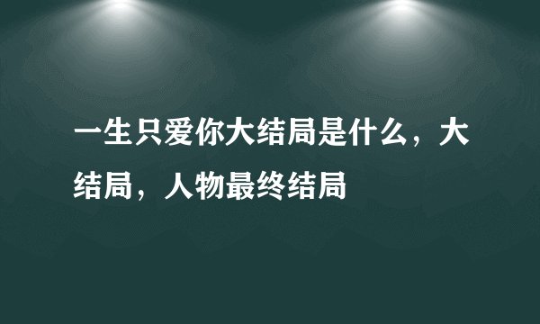 一生只爱你大结局是什么,大结局,人物最终结局