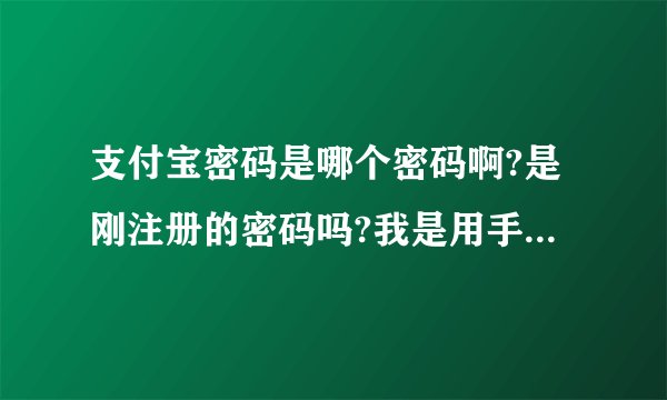 支付宝密码是哪个密码啊?是刚注册的密码吗?我是用手机号码注册的