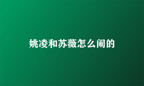 姚凌和苏薇怎么闹的