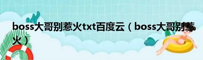 boss大哥别惹火txt百度云（boss大哥别惹火）