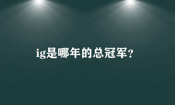 ig是哪年的总冠军？