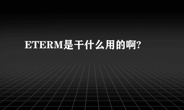 ETERM是干什么用的啊?