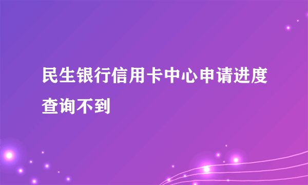 民生银行信用卡中心申请进度查询不到
