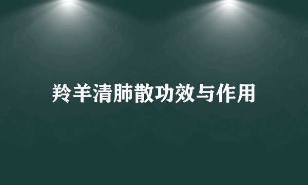 羚羊清肺散功效与作用