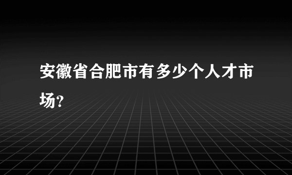安徽省合肥市有多少个人才市场？