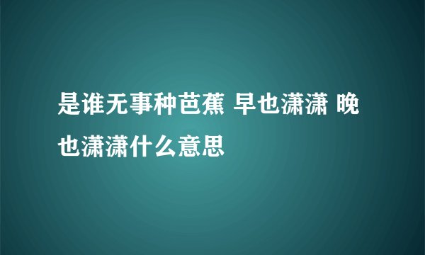 是谁无事种芭蕉 早也潇潇 晚也潇潇什么意思