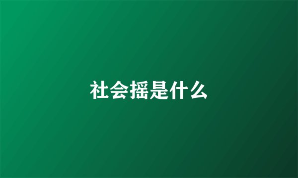 社会摇是什么