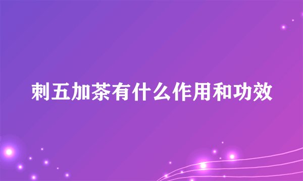 刺五加茶有什么作用和功效
