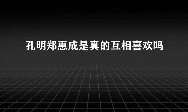 孔明郑惠成是真的互相喜欢吗