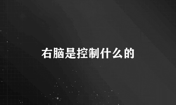 右脑是控制什么的