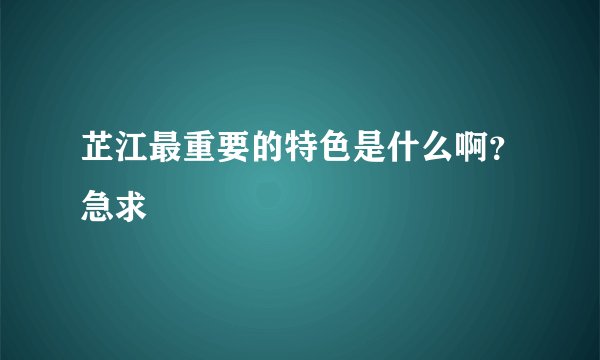 芷江最重要的特色是什么啊？急求
