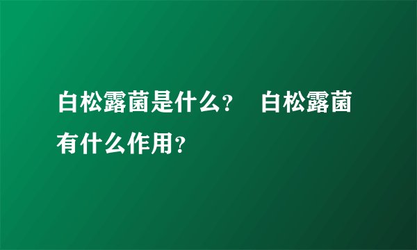 白松露菌是什么？  白松露菌有什么作用？