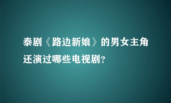 泰剧《路边新娘》的男女主角还演过哪些电视剧？