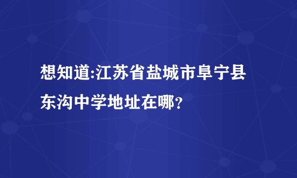 想知道:江苏省盐城市阜宁县东沟中学地址在哪？