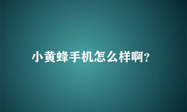 小黄蜂手机怎么样啊？