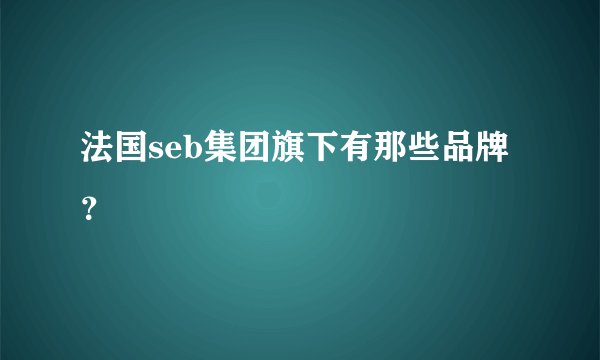 法国seb集团旗下有那些品牌？