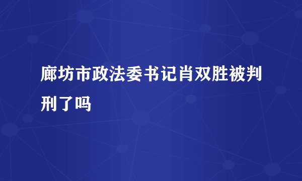 廊坊市政法委书记肖双胜被判刑了吗