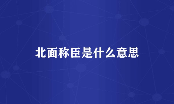 北面称臣是什么意思