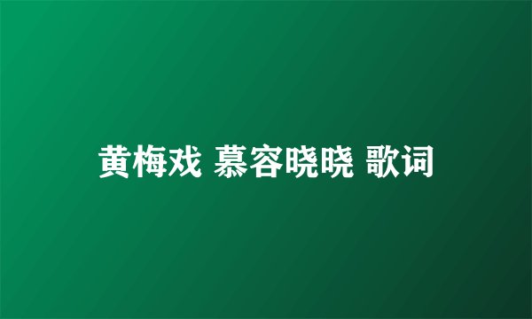 黄梅戏 慕容晓晓 歌词